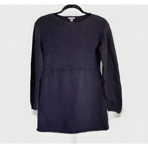 J. Jill Women’s Tunic Sweater Size XS Black Knit Ruffle Dark Academia Feminine - Picture 1 of 10